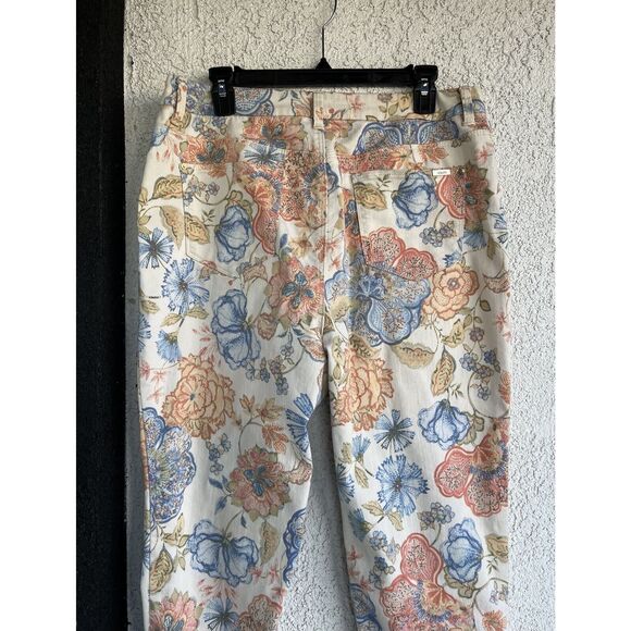 Chicos Floral Print Girlfriend Pants - Size 2/L - 12 - Multicolored - Picture 8 of 11